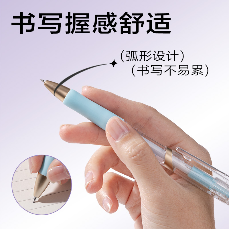 得力SA406速干順滑按動中性筆0.5mm雙球珠ST筆頭(黑)(5支/盒)