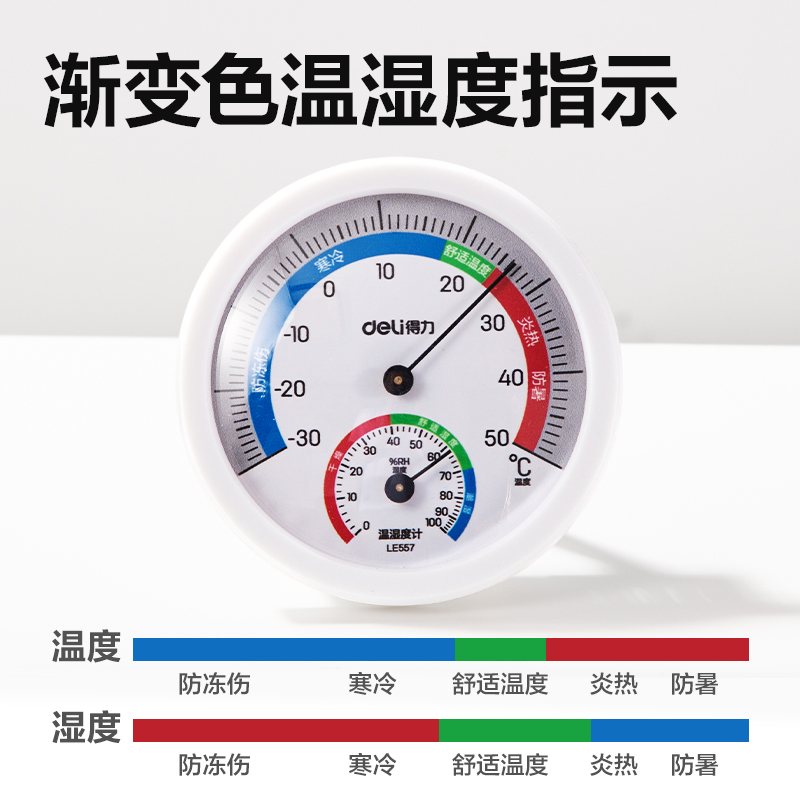 得力LE557機械式溫濕度計(白)(臺)