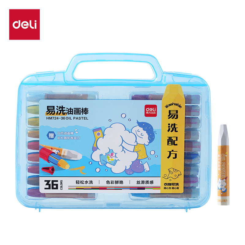 得力HM724-36易洗六角桿油畫棒(混)(盒)