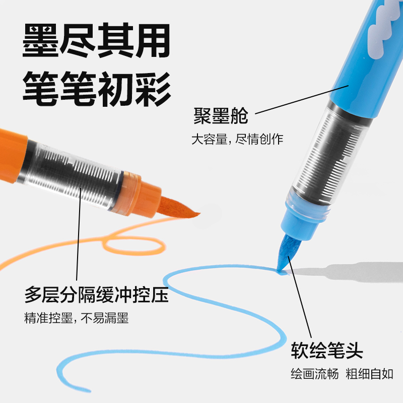 得力HM365-48層疊盒裝圓桿直液式軟繪丙烯馬克筆(混)(48色/盒)