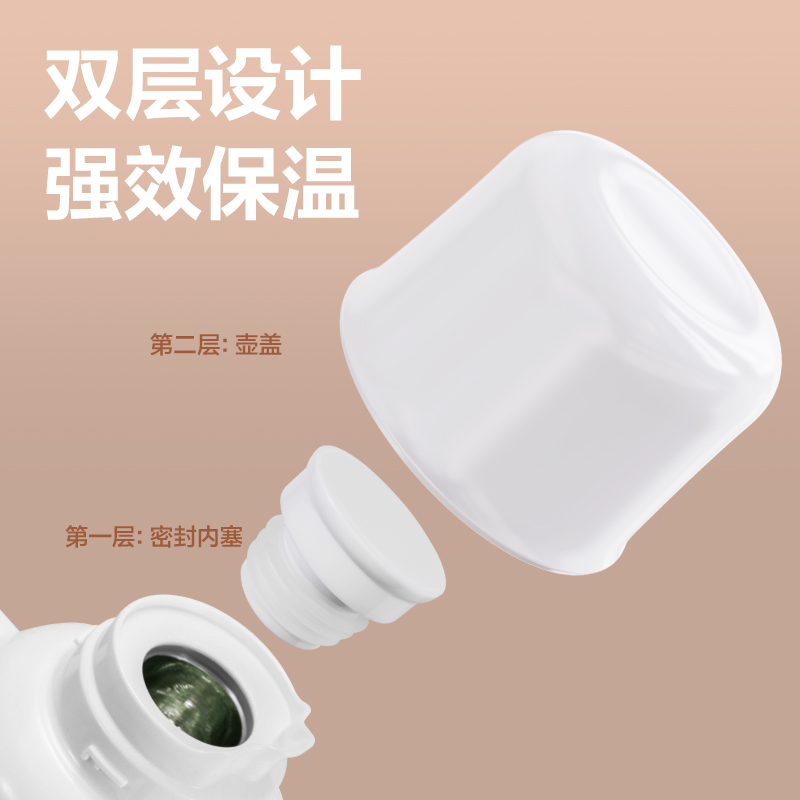 得力LL114保溫壺（1.6L）（玻璃內膽）(白色)（彩盒裝）