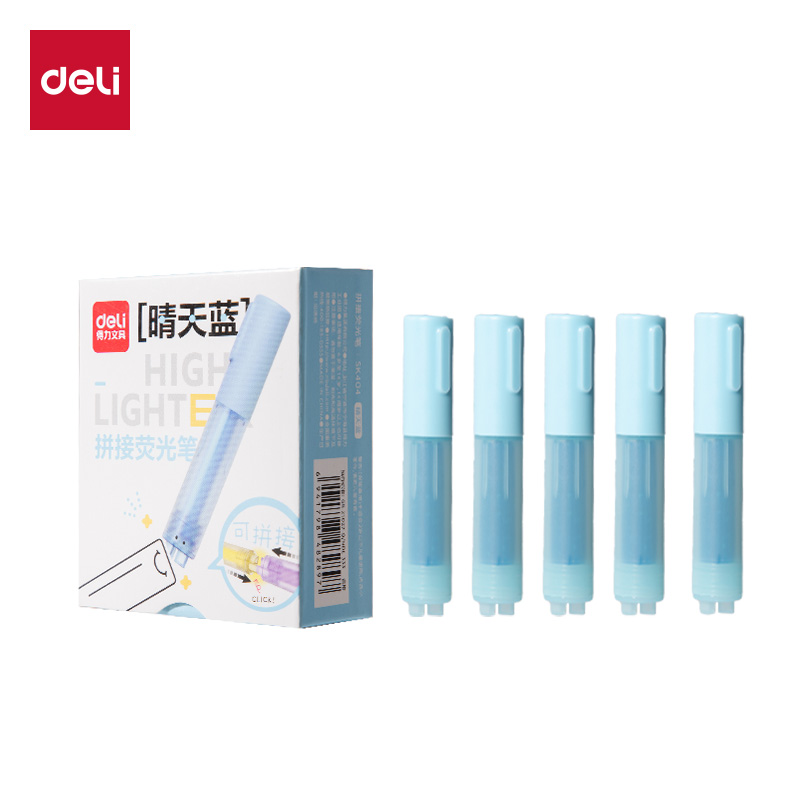 得力SK404迷你拼接熒光筆熒光色系(藍(lán))(支)