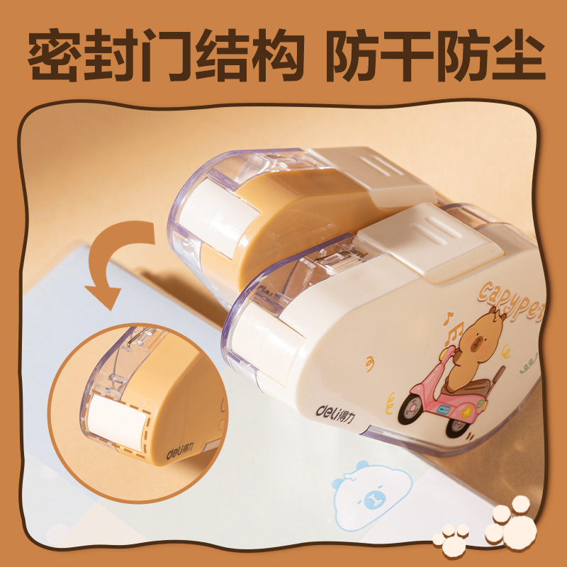 得力BL102卡皮巴拉修正帶5mm*6m(白色)(個)