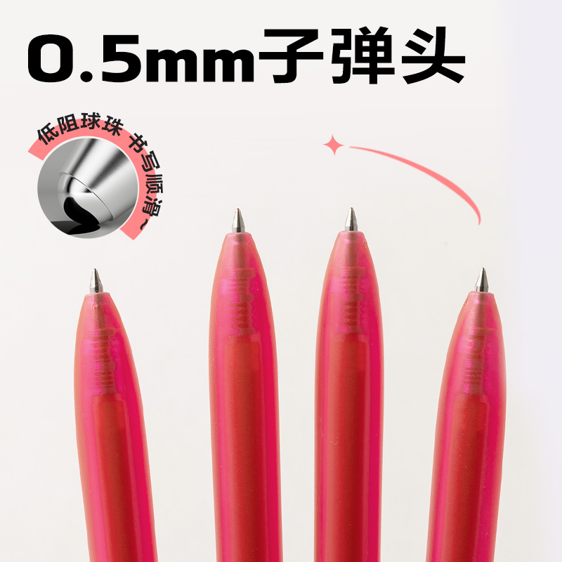 得力SA516彩色中性筆0.5mm按動子彈頭(丹楓紅)(支）