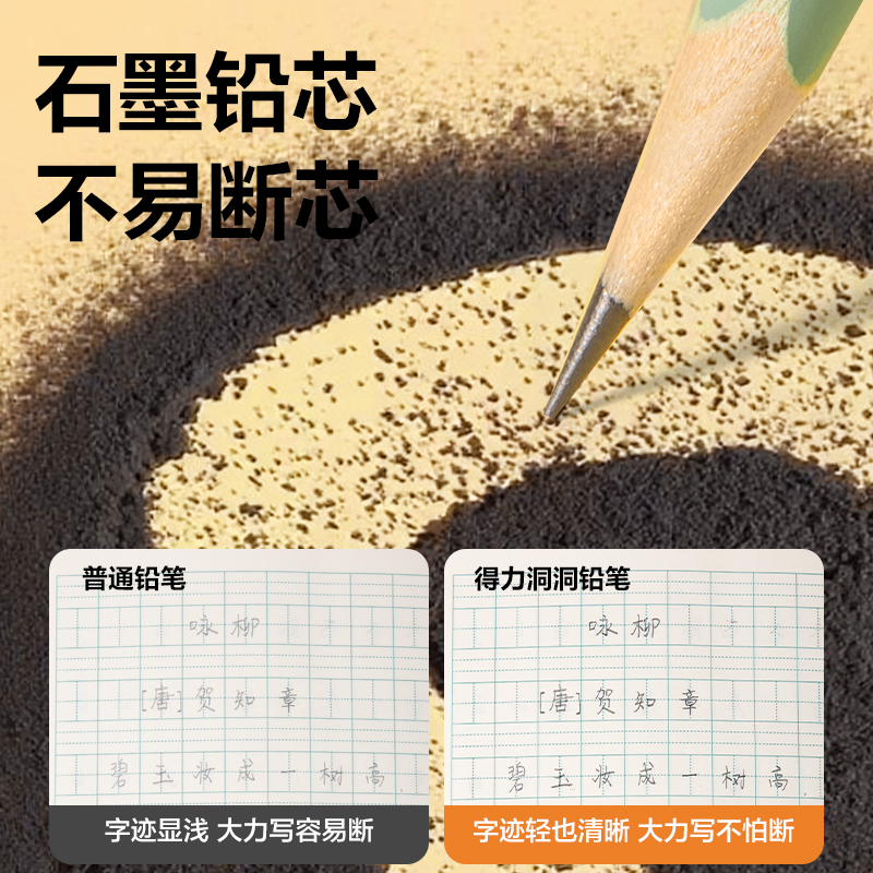得力HC854-HB洞洞書寫鉛筆HB(黃)(10支/盒)