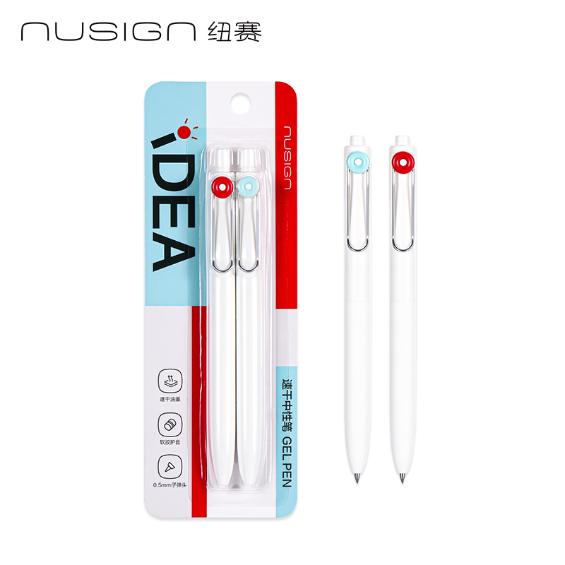 紐賽NS670-1 IDEA速干按動中性筆0.5mm子彈頭(紅+藍)(2支/卡)