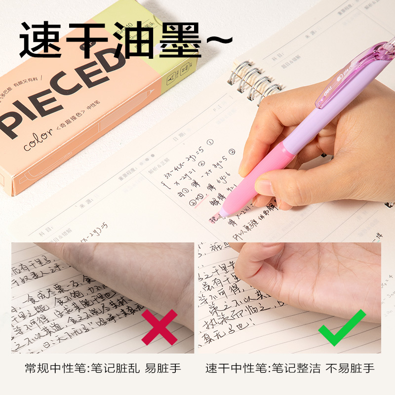 得力SA410速干按動常規(guī)中性筆0.5mmST頭(黑)(5支/盒)