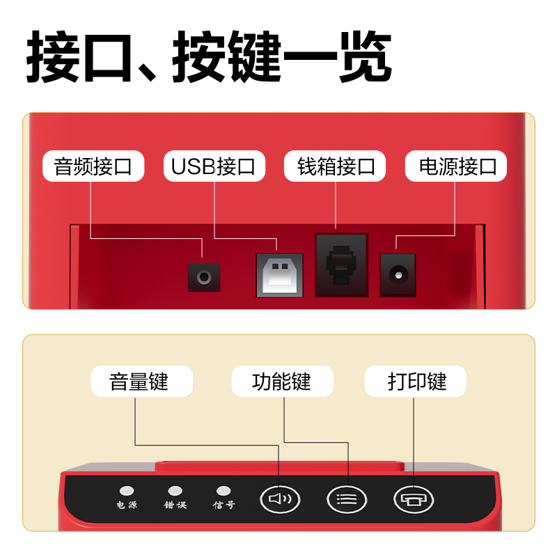 得力DL-585熱敏票據(jù)打印機(jī)(紅色)(臺(tái))
