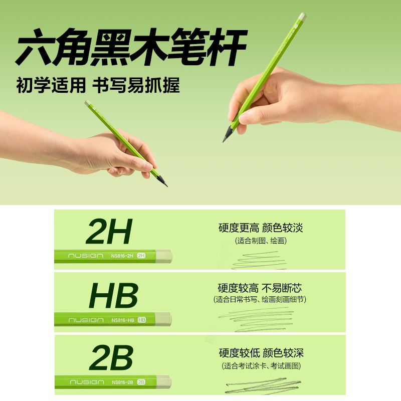 紐賽NS816-2H紐賽鉛筆(綠)(10支/盒)