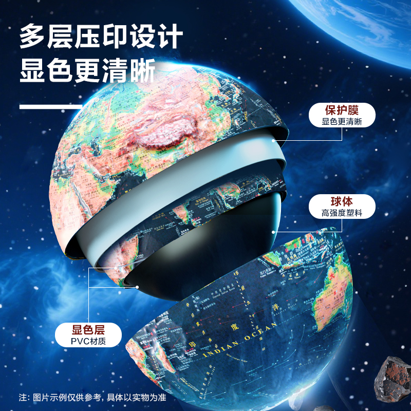 得力LG132-32京東木底高浮雕地球儀-32cm帶贈(zèng)品(淺藍(lán))(個(gè))