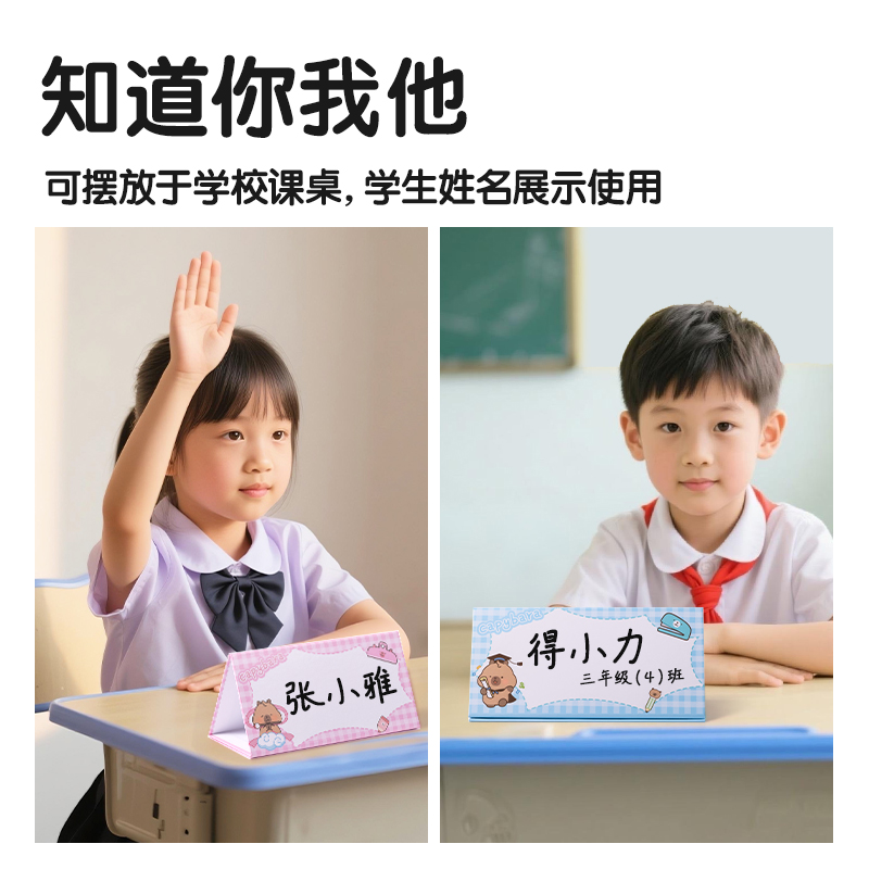 得力HW703-B磁吸姓名桌牌(粉)(套)