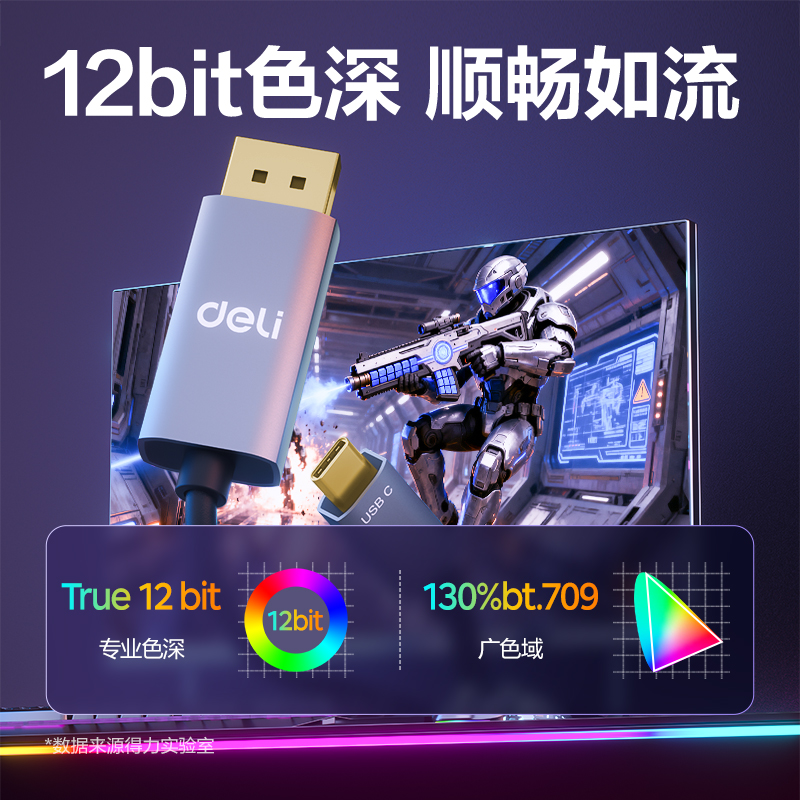 得力AF300U-10C轉(zhuǎn)DP1.4線(xiàn)8K合金PVC款1米（黑色）（條）