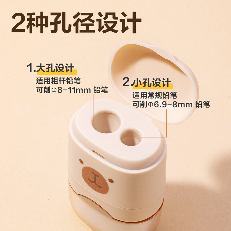 得力BL133卡皮巴拉雙孔橡皮卷筆刀(黃)(個(gè))