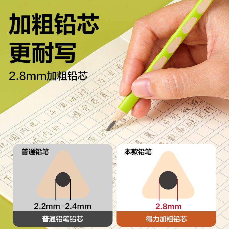得力HC859-HB洞洞書寫鉛筆HB(混)(10支/盒)