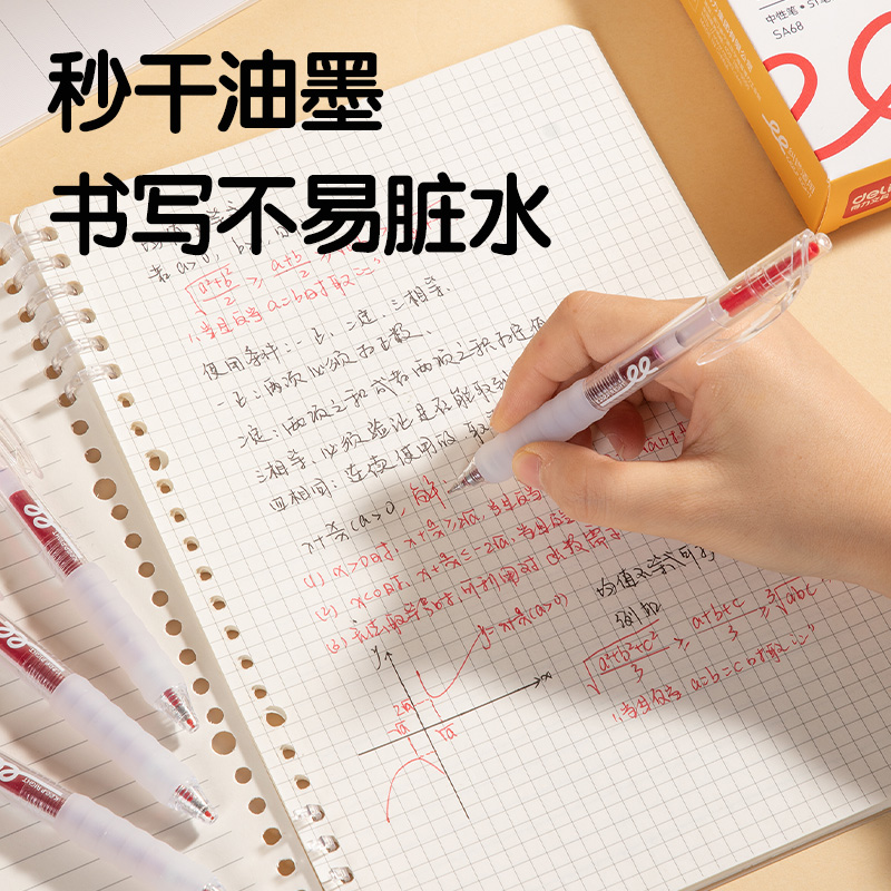 得力SA68秒干按動常規(guī)中性筆0.5mmST筆頭(紅)(支)