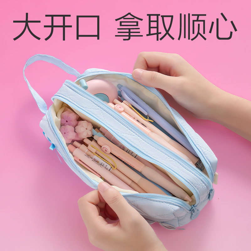 得力BC497少女風(fēng)雙拉鏈大方包筆袋(混)(個(gè))