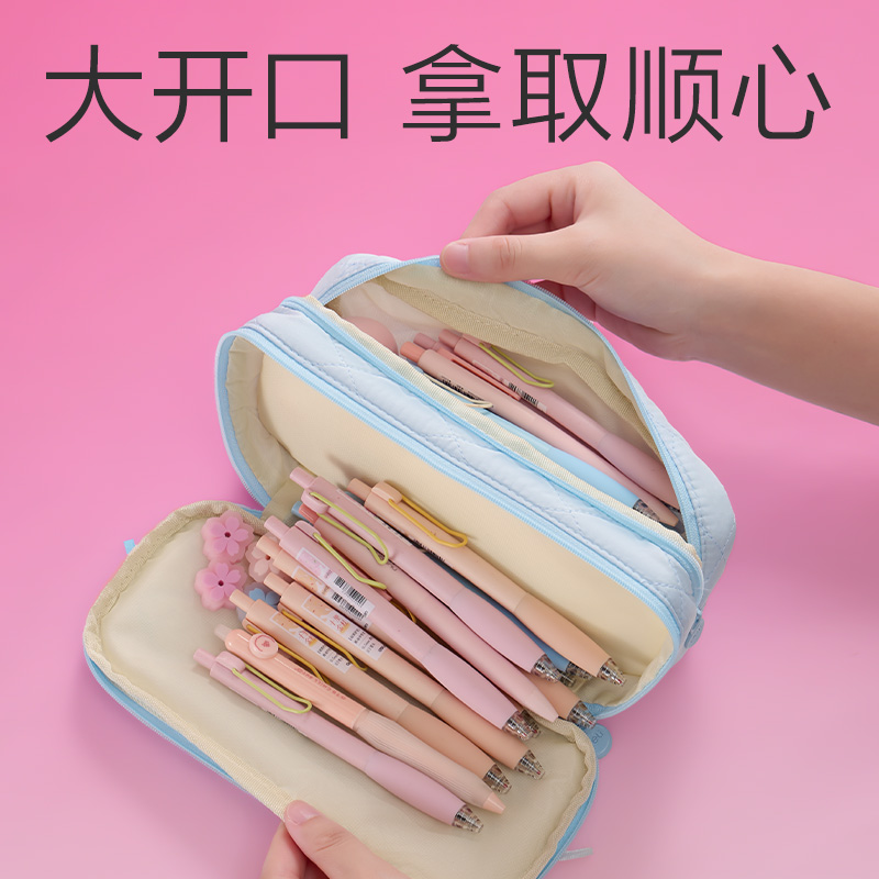 得力BC500少女風(fēng)簡約復(fù)合式筆袋(混)(個(gè))