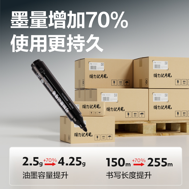 得力SK300大容量可加墨記號(hào)筆(黑)(支)