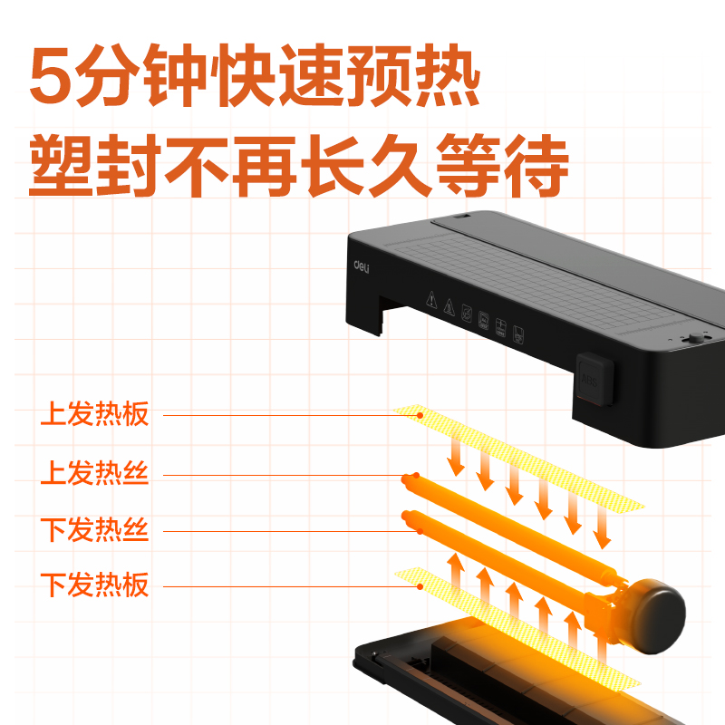 得力GQ408個人塑封機(黑)(臺)