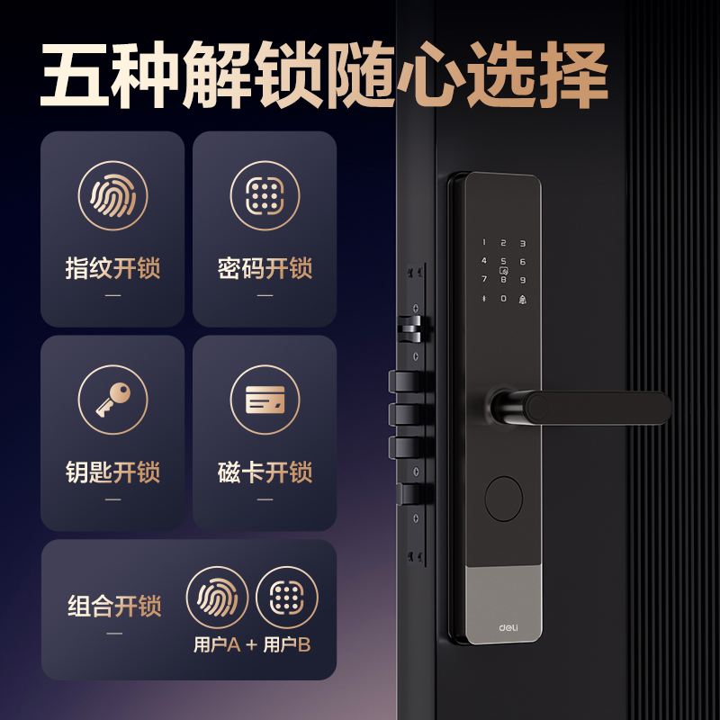 得力AL310門禁設(shè)備及配件智能門鎖(黑)(臺)