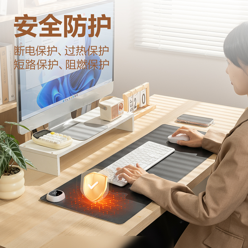 得力TF602暖手桌墊80*32cm(黑)(張)