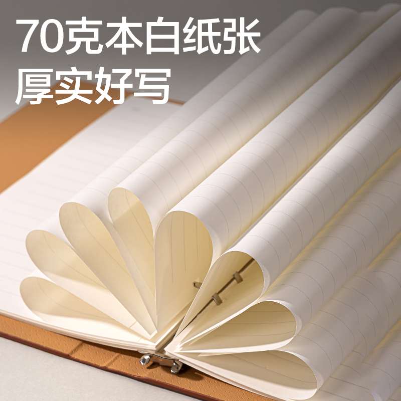 得力BP10商務活頁皮面本-A5-80張(棕)(本)