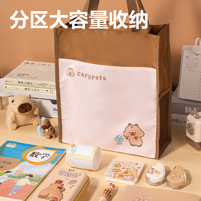 得力BL757卡皮巴拉簡約補習袋(混)(個)