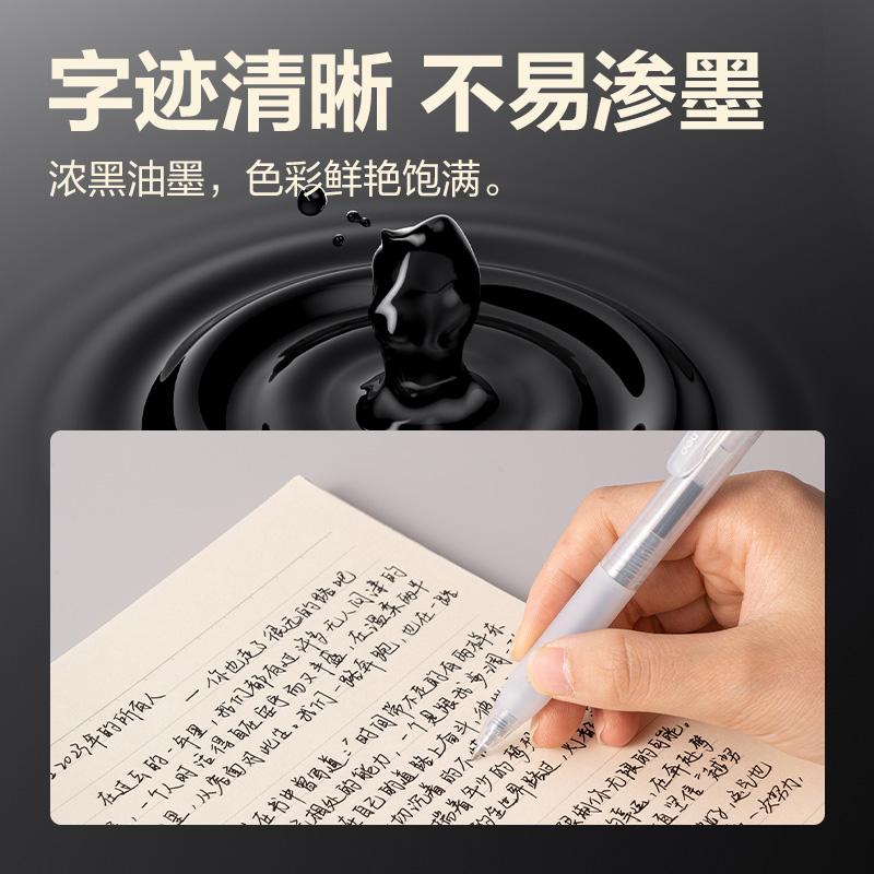 得力S218常規(guī)按動中性筆0.5mm雙球珠子彈頭(黑)(支)