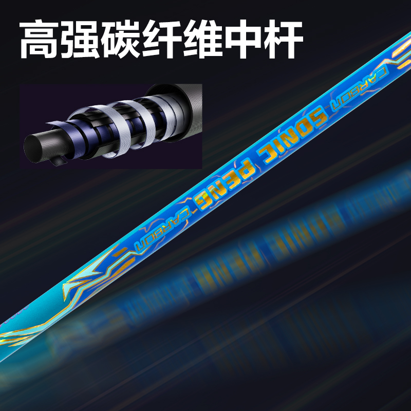 安格耐特FH142音爆羽線賽級強勁型全碳纖維羽毛球拍(單只裝)(藍+綠)(只)