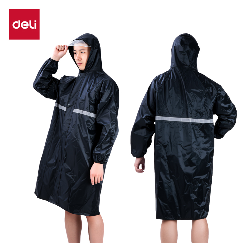 得力LQ633牛津布連體雨衣-均碼(黑)(1件/袋)