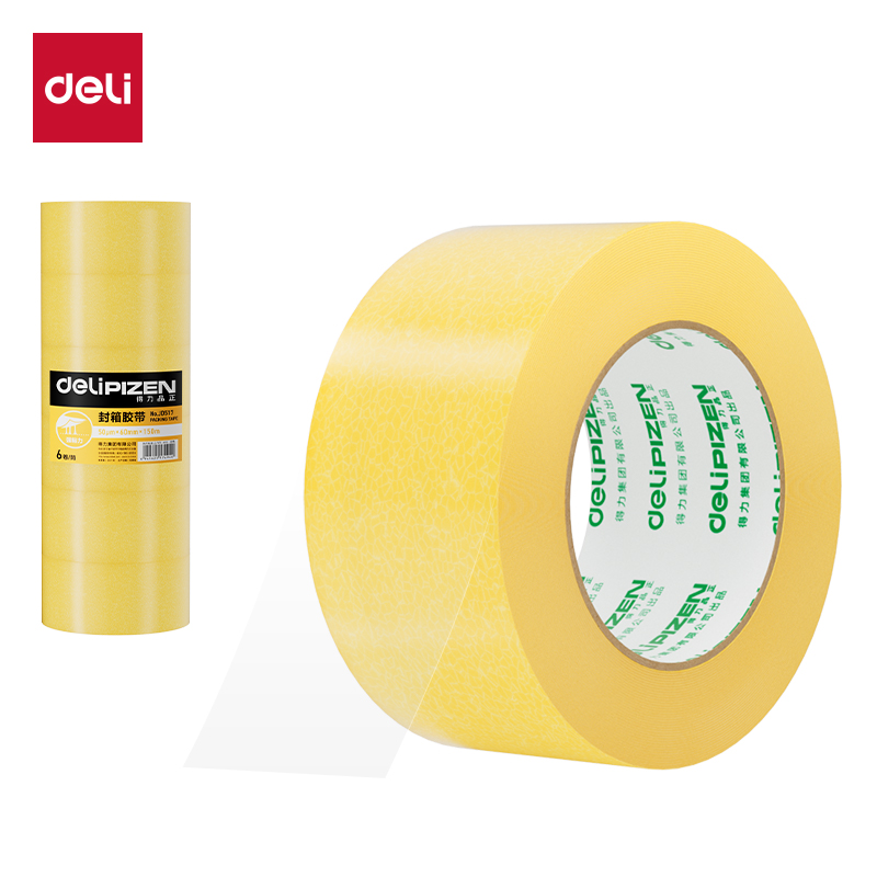 得力JD517封箱膠帶60mm*150m*50μm(透明黃)(6卷/筒)