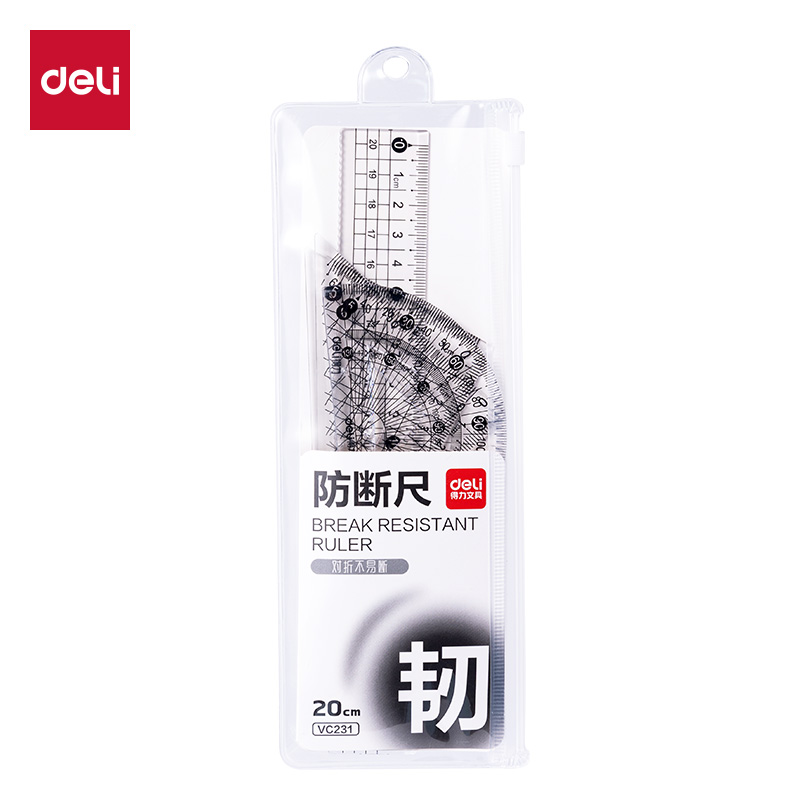 得力VC231簡約防斷套尺20cm(透明)(套)
