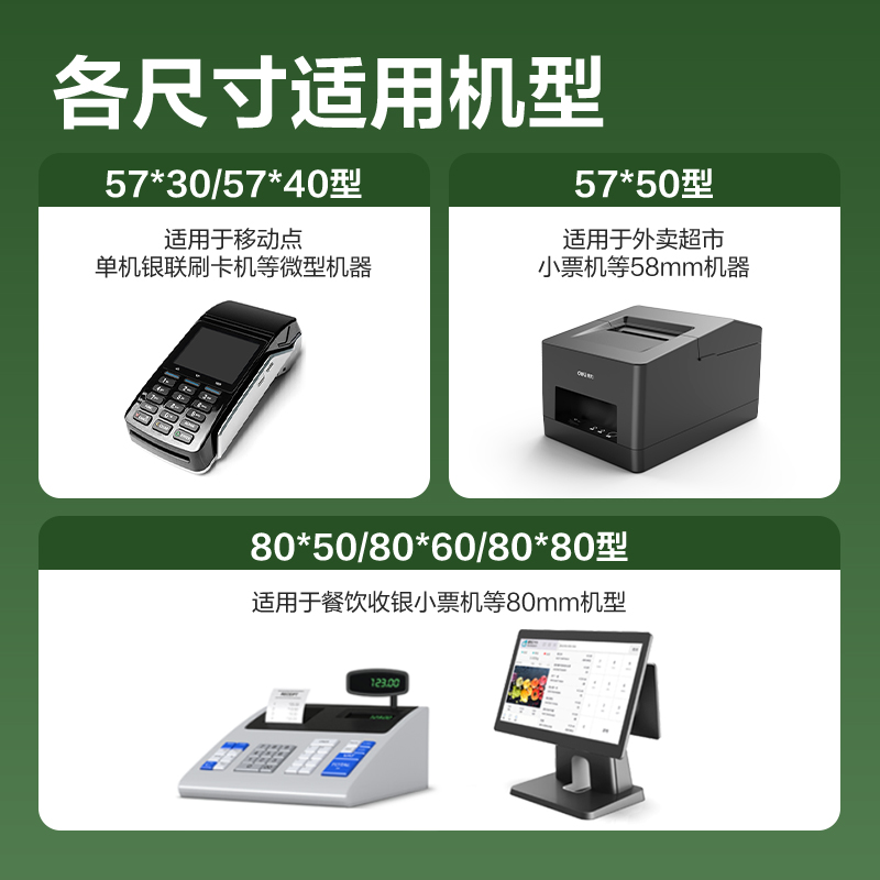 得力ZS905鉑印收銀紙80*60型-28米(混)(120卷/箱)