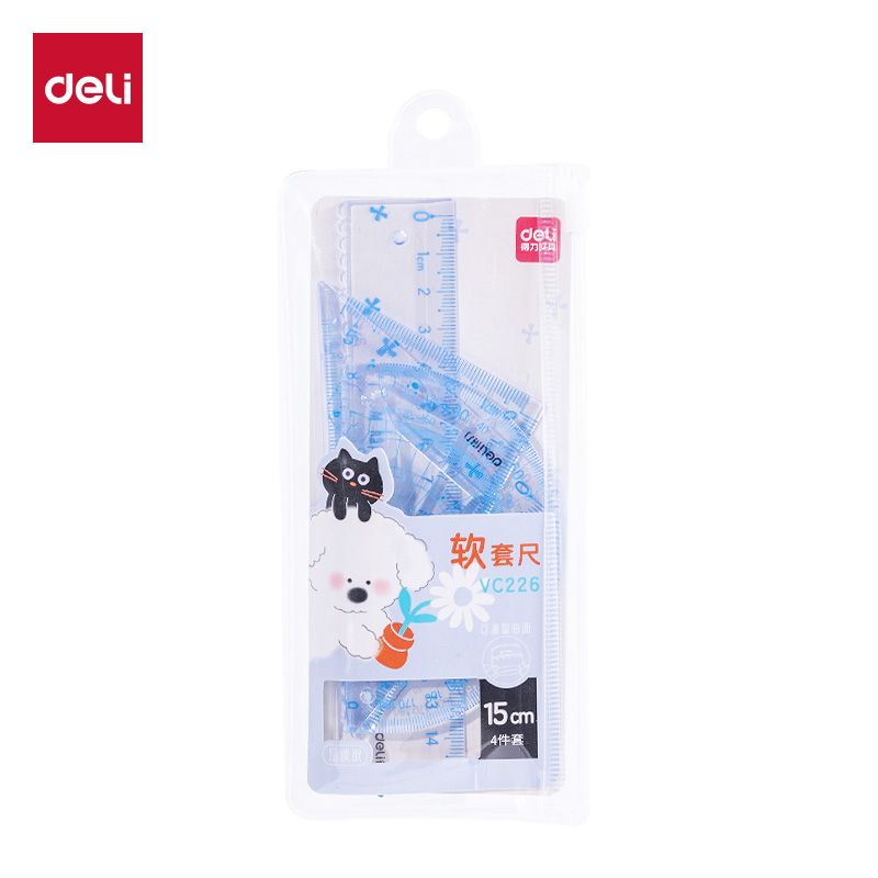 得力VC226主題卡通軟套尺15cm(藍(lán))(套)