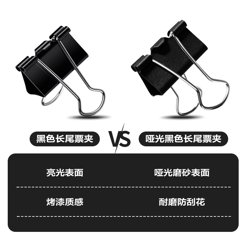 得力DP772啞光黑色長(zhǎng)尾票夾2#夾寬41MM筒裝(黑)(24個(gè)/筒)