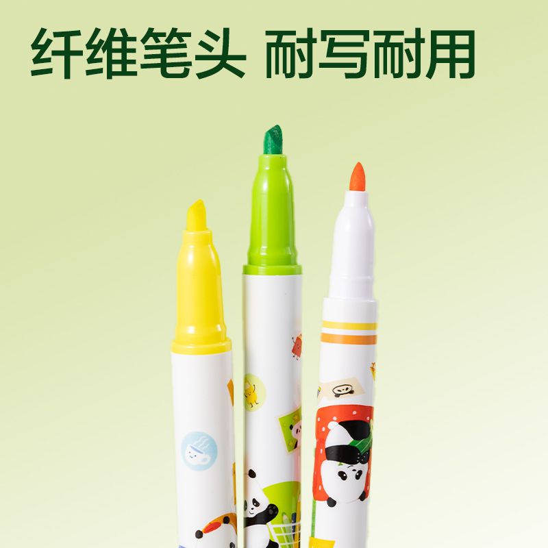 得力SK713熊貓抗暈染熒光筆(混)(3支/盒)