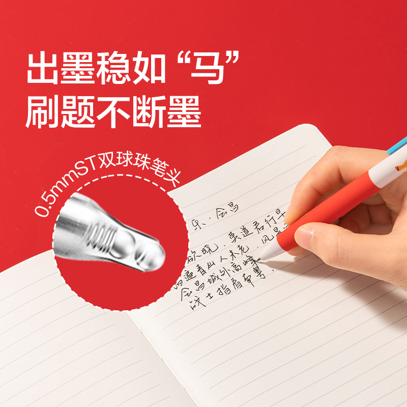 紐賽NS985-H馬年速干按動(dòng)中性筆0.5mm雙球珠ST頭(黑)(1支/卡)