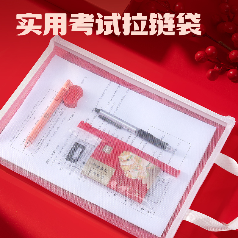 得力PP171_A4提手單層網(wǎng)紗拉鏈袋(白)(個）