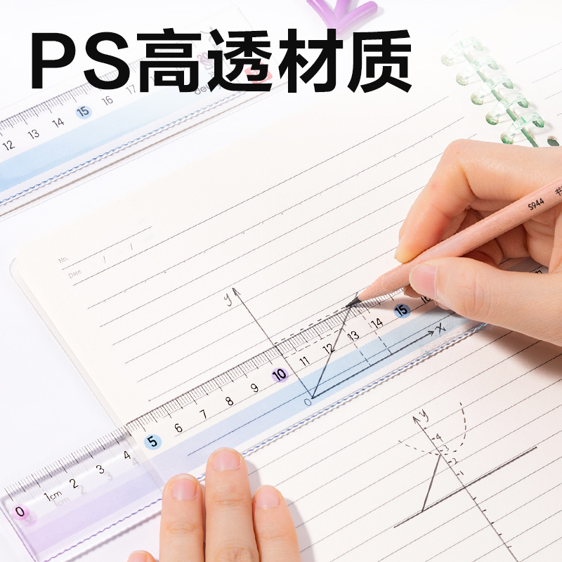 得力VC256彩虹易拾取直尺20cm(紫)(把)