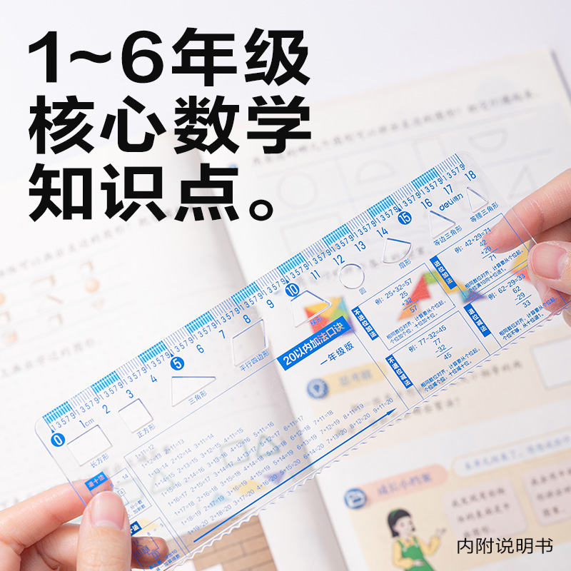 得力VC251-1一年級(jí)知識(shí)套尺18cm(透明)(套)