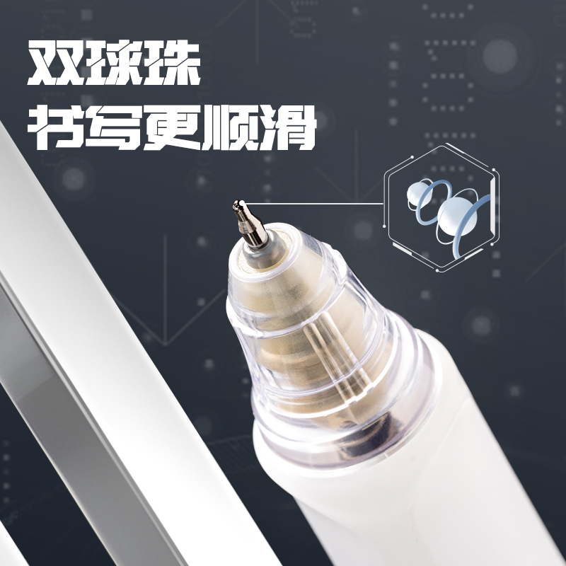 得力SA620-10速干按動常規(guī)中性筆0.5mm雙珠ST頭(黑)(盒)