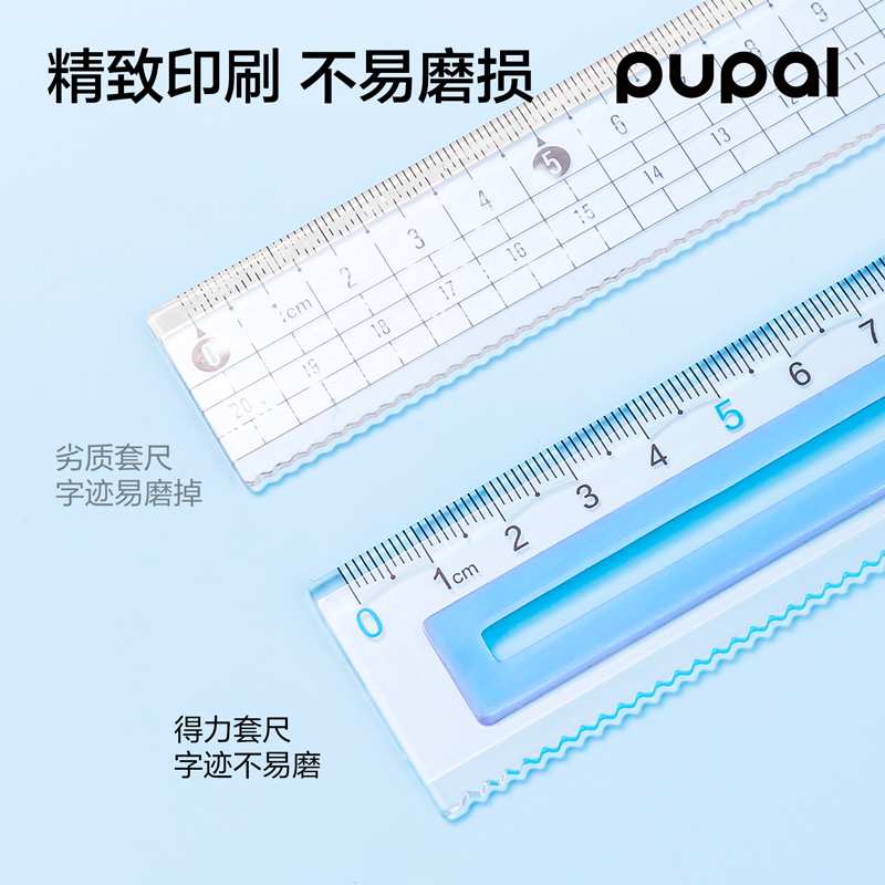 得力PL7步樂軟膠防滑套尺15cm(藍)(套)