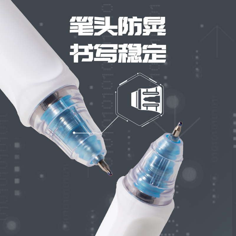 得力SA620速干按動(dòng)常規(guī)中性筆0.5mm雙珠ST頭(藍(lán))(5支/盒)