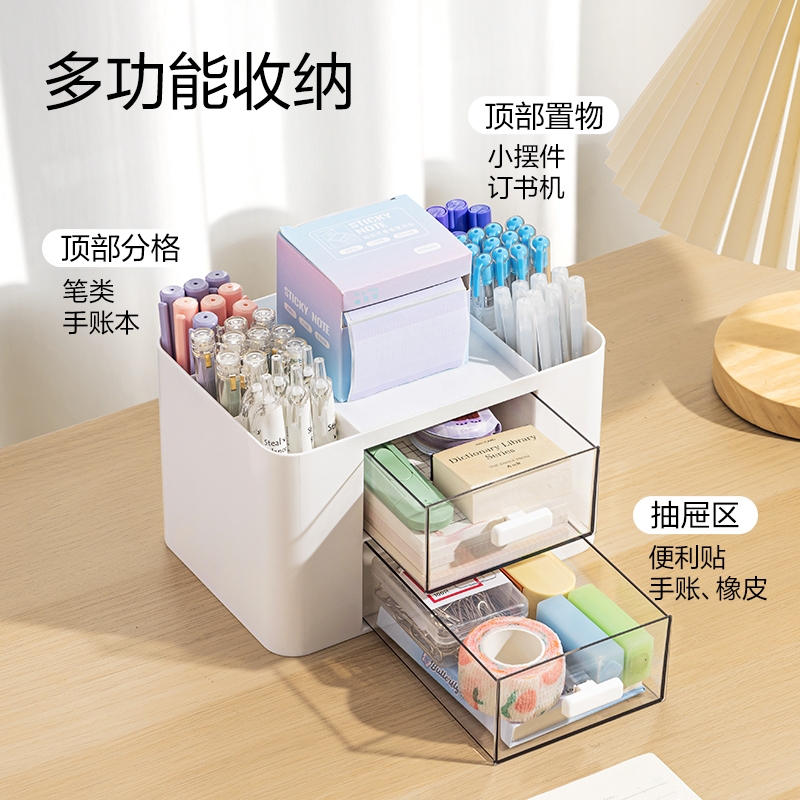 得力PK138桌面收納盒(白)(盒)