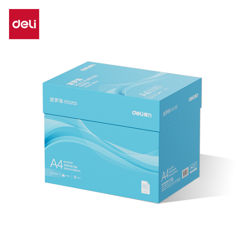 得力ZF327波羅海復(fù)印紙A4-80g-5包(藍(lán)色包裝)(包)
