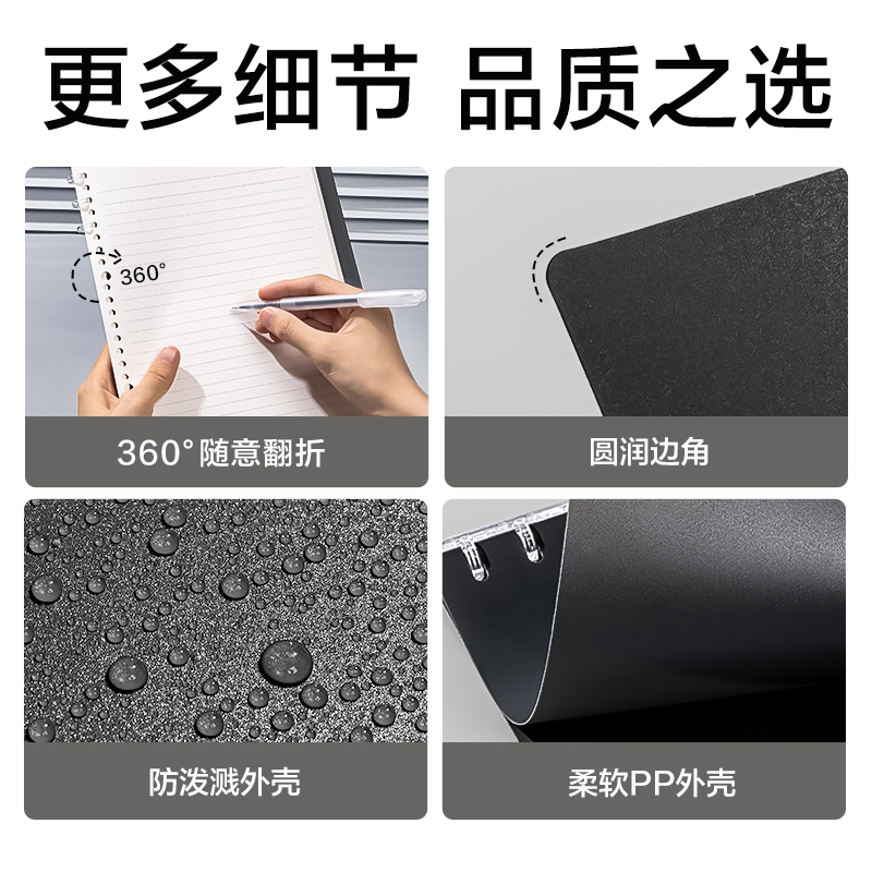 得力BDHA5-30三孔可開合活頁(yè)本-A5 40張 (灰透)(本)