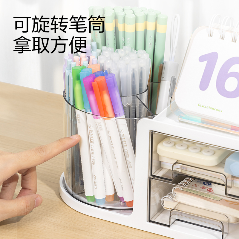 得力PK302旋轉(zhuǎn)筆筒(白)(個(gè))