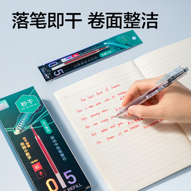 得力SE282秒干常規(guī)按動中性筆替芯0.5mmST筆頭(紅)(支)