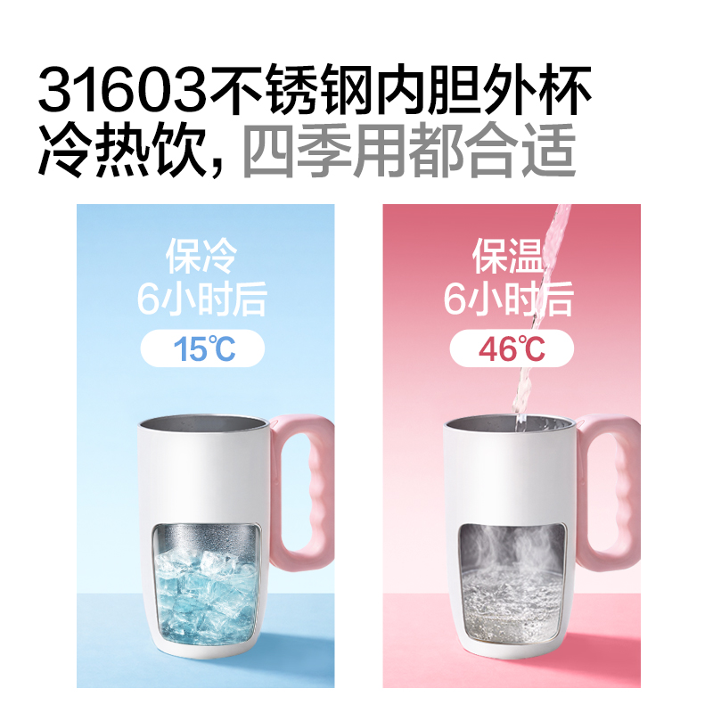 得力LL629雙棲杯(650mL)(雙層杯)(白色)(彩盒裝)