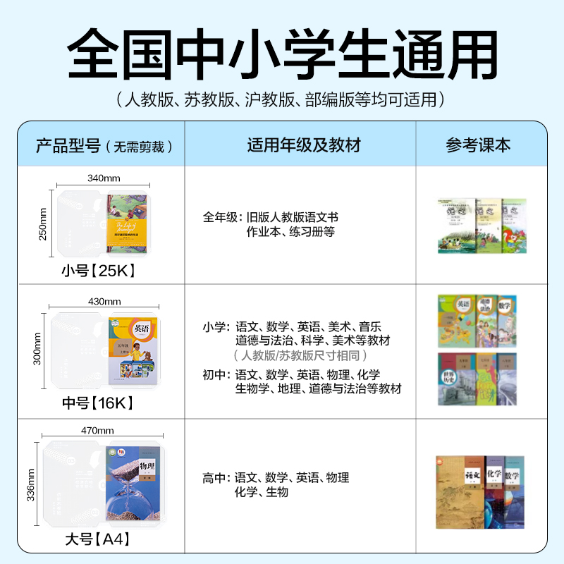 得力VM230-1真透明分段貼包書膜10張?zhí)籽b(混)(套)